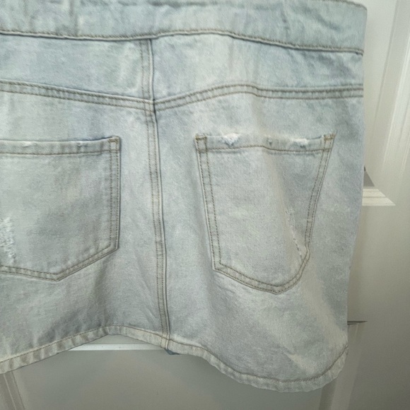 Forever 21 Denim Overall Mini Skirt Bleached M - Picture 15 of 17